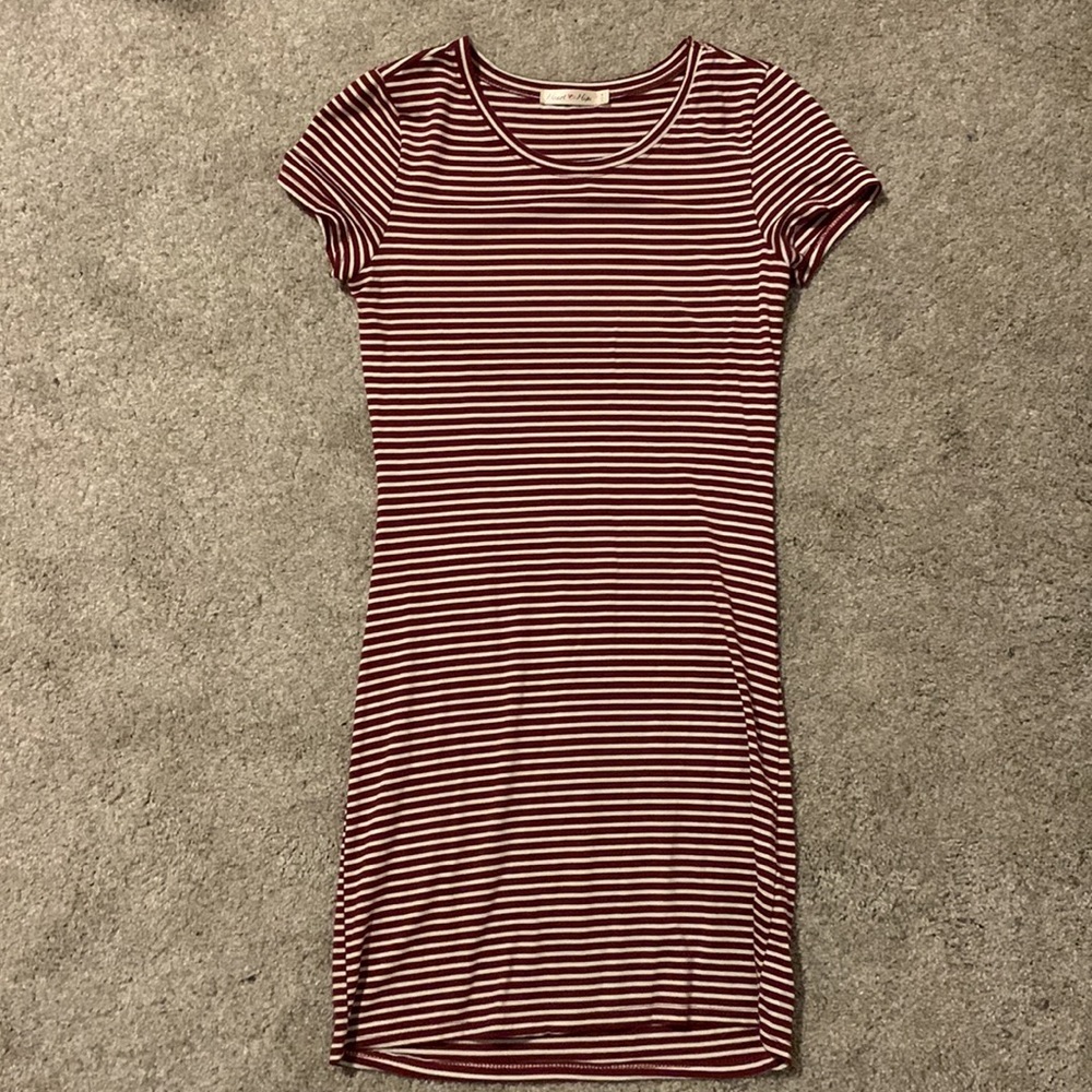 Body con red and white striped dress